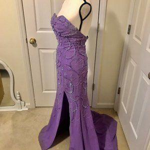 Lavender Strapless Prom Gown